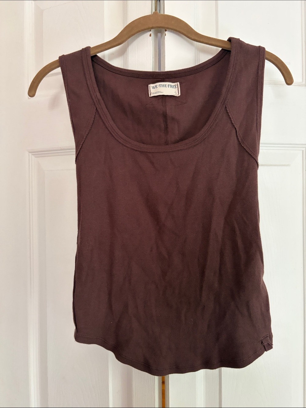 We The Free Ribbed Scoop Tank Top - Chocolate Brown